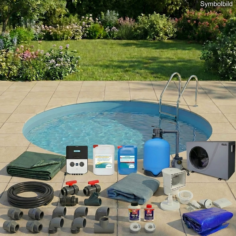 Stahlwandpool Komplett Set Rund